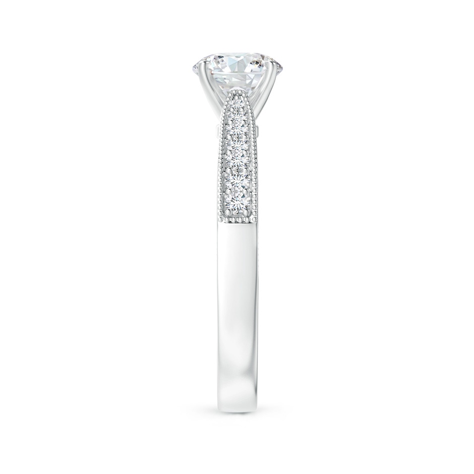 6.1mm GVS2 Diamond Solitaire Engraved Engagement Ring with Accents in White Gold side-2