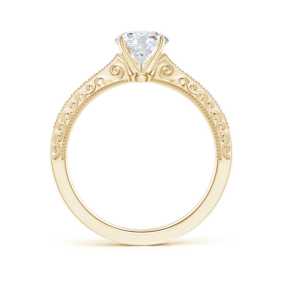 6.1mm GVS2 Diamond Solitaire Engraved Engagement Ring with Accents in Yellow Gold side-1