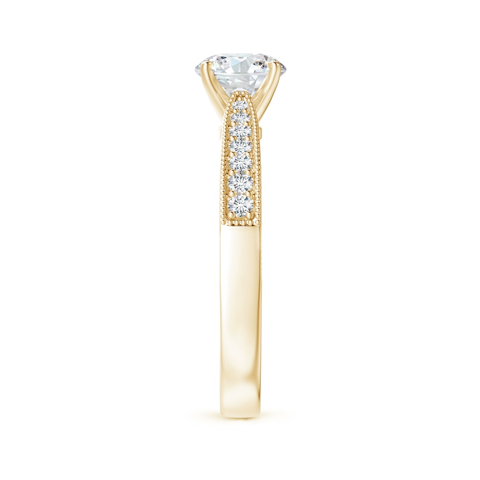 6.1mm GVS2 Diamond Solitaire Engraved Engagement Ring with Accents in Yellow Gold side-2