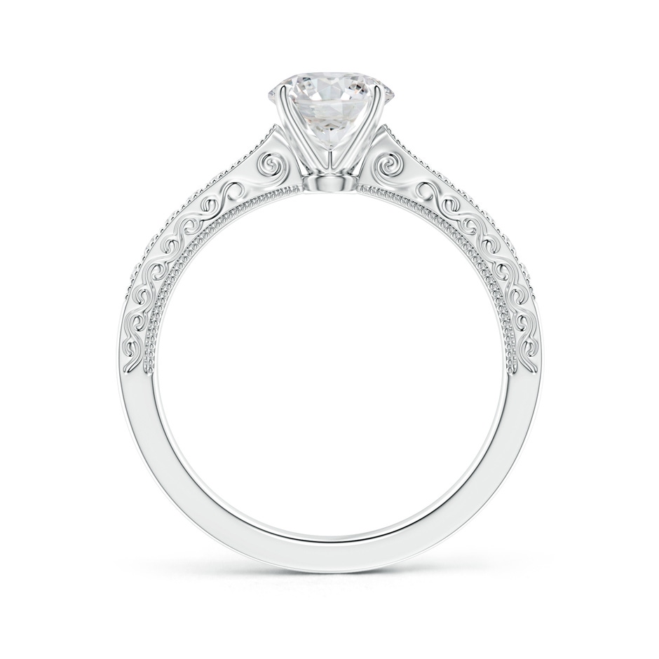 6.1mm HSI2 Diamond Solitaire Engraved Engagement Ring with Accents in White Gold side-1