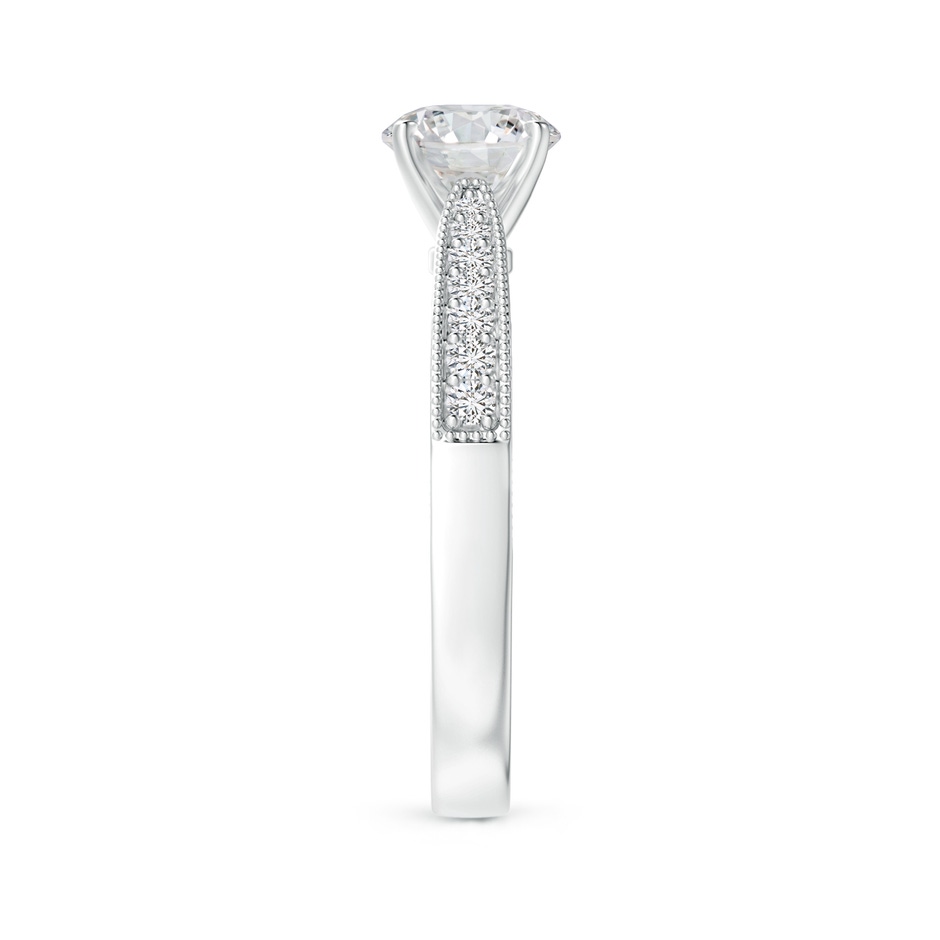 6.1mm HSI2 Diamond Solitaire Engraved Engagement Ring with Accents in White Gold side-2