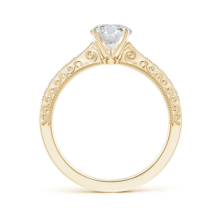 6.1mm HSI2 Diamond Solitaire Engraved Engagement Ring with Accents in Yellow Gold side-1