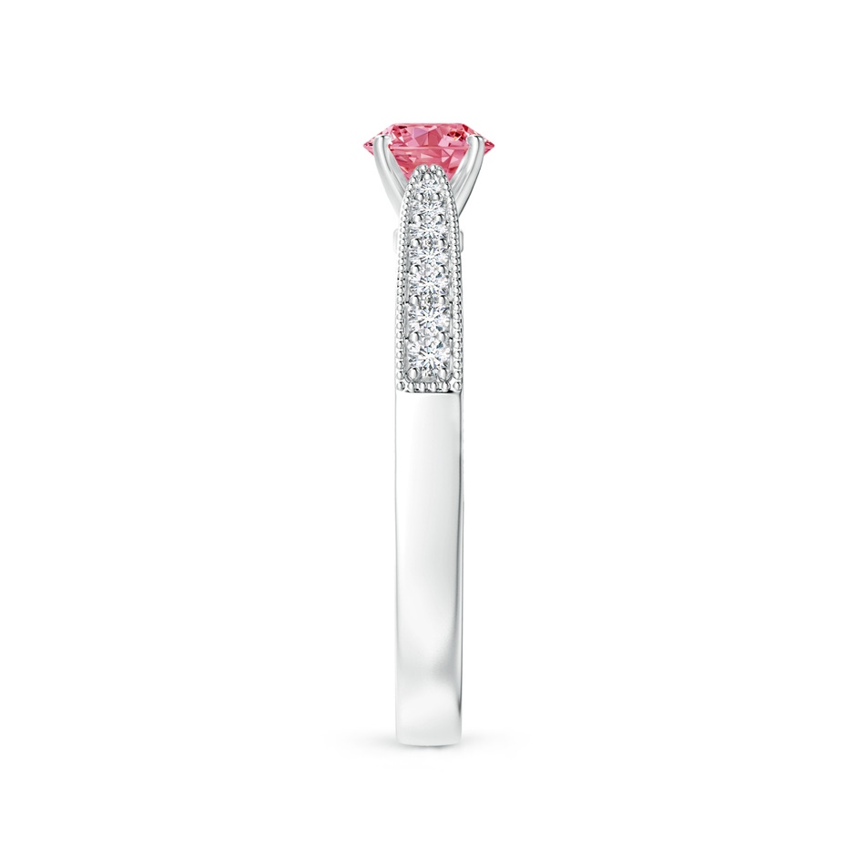 4.6mm AAAA Fancy Intense Pink Diamond Solitaire Engraved Engagement Ring with Accents in P950 Platinum side 299