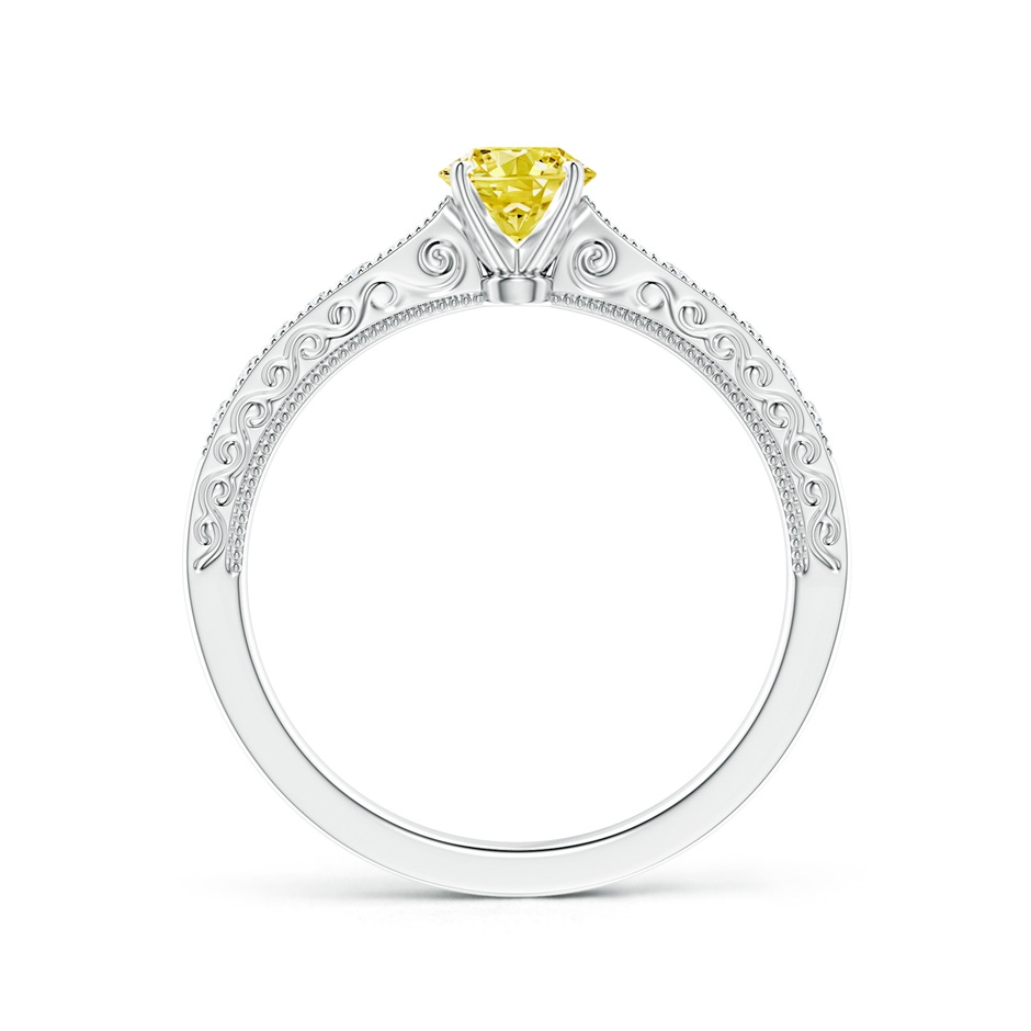 4.6mm AAAA Fancy Intense Yellow Diamond Solitaire Engraved Engagement Ring with Accents in P950 Platinum side 199