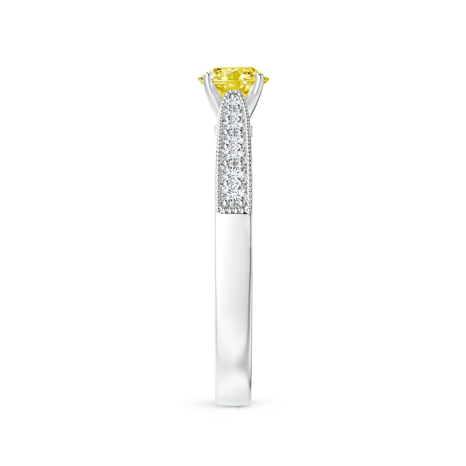 4.6mm AAAA Fancy Intense Yellow Diamond Solitaire Engraved Engagement Ring with Accents in P950 Platinum side 299
