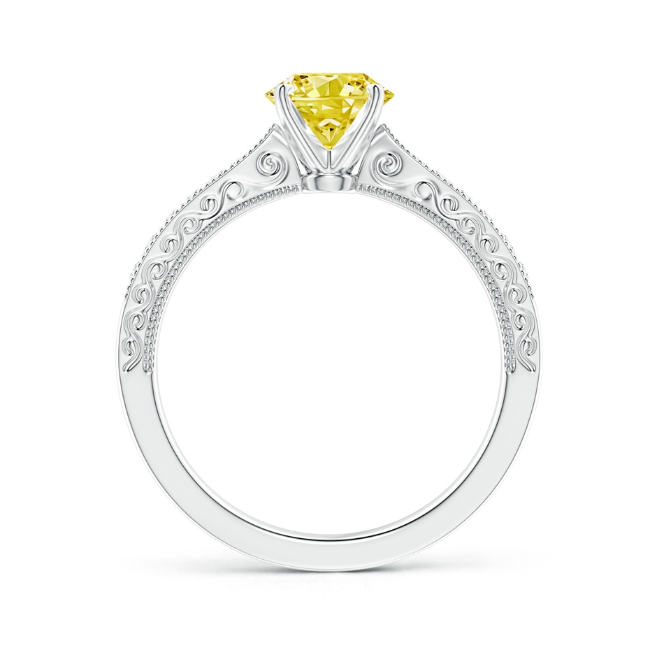 6.1mm AAAA Fancy Intense Yellow Diamond Solitaire Engraved Engagement Ring with Accents in P950 Platinum side 199