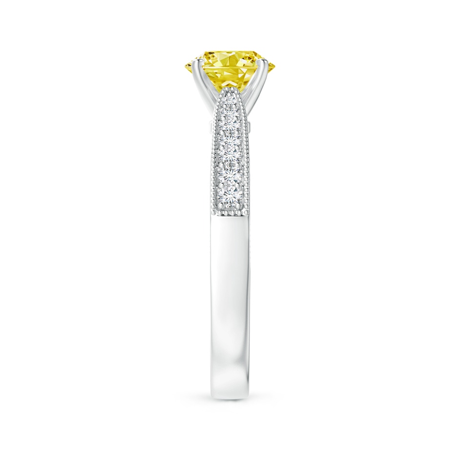 6.1mm AAAA Fancy Intense Yellow Diamond Solitaire Engraved Engagement Ring with Accents in P950 Platinum side 299