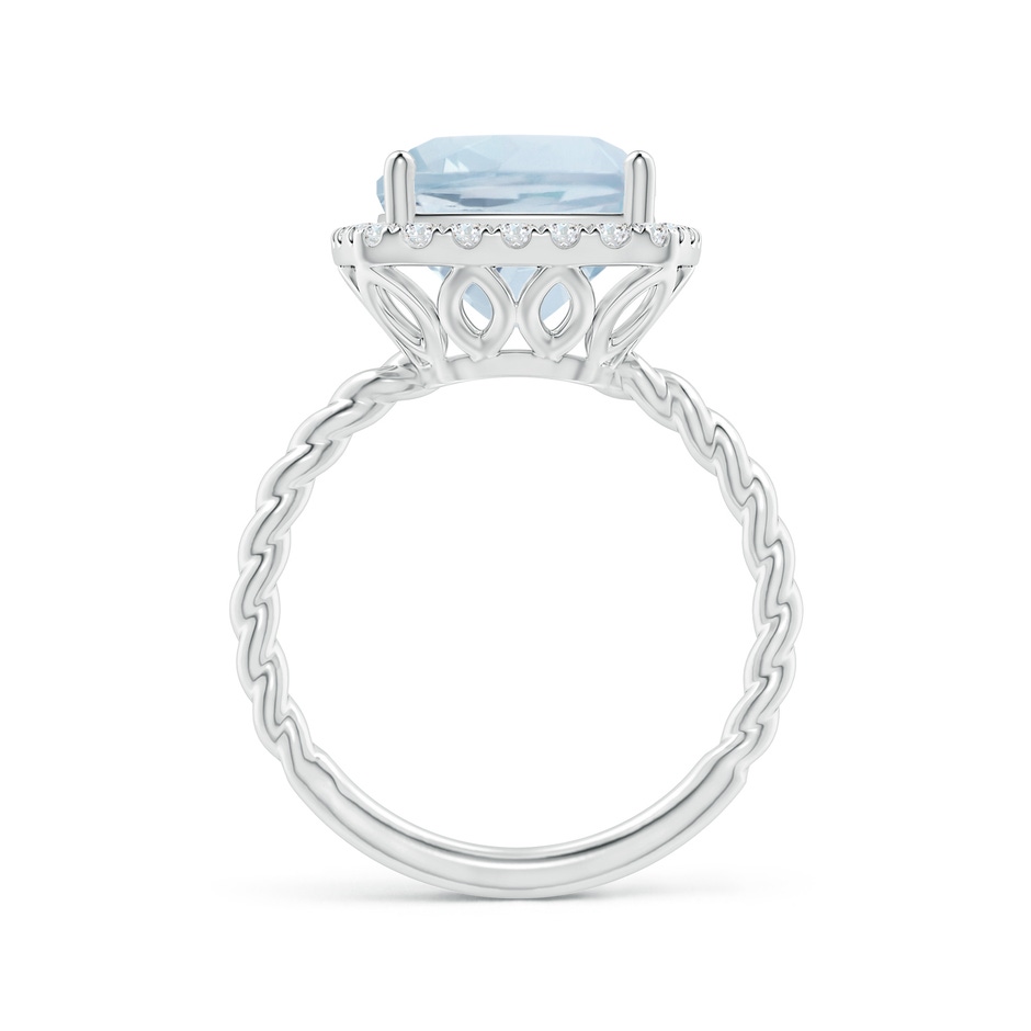 10mm A Cushion Aquamarine Twist Shank Halo Cocktail Ring in White Gold side 1