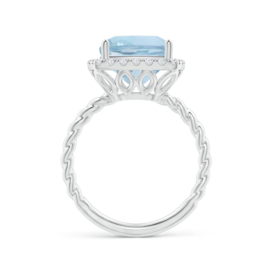 10mm AA Cushion Aquamarine Twist Shank Halo Cocktail Ring in White Gold side 1