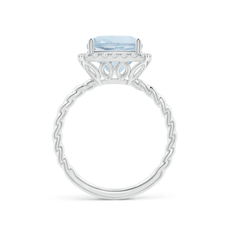 9mm A Cushion Aquamarine Twist Shank Halo Cocktail Ring in White Gold side 1