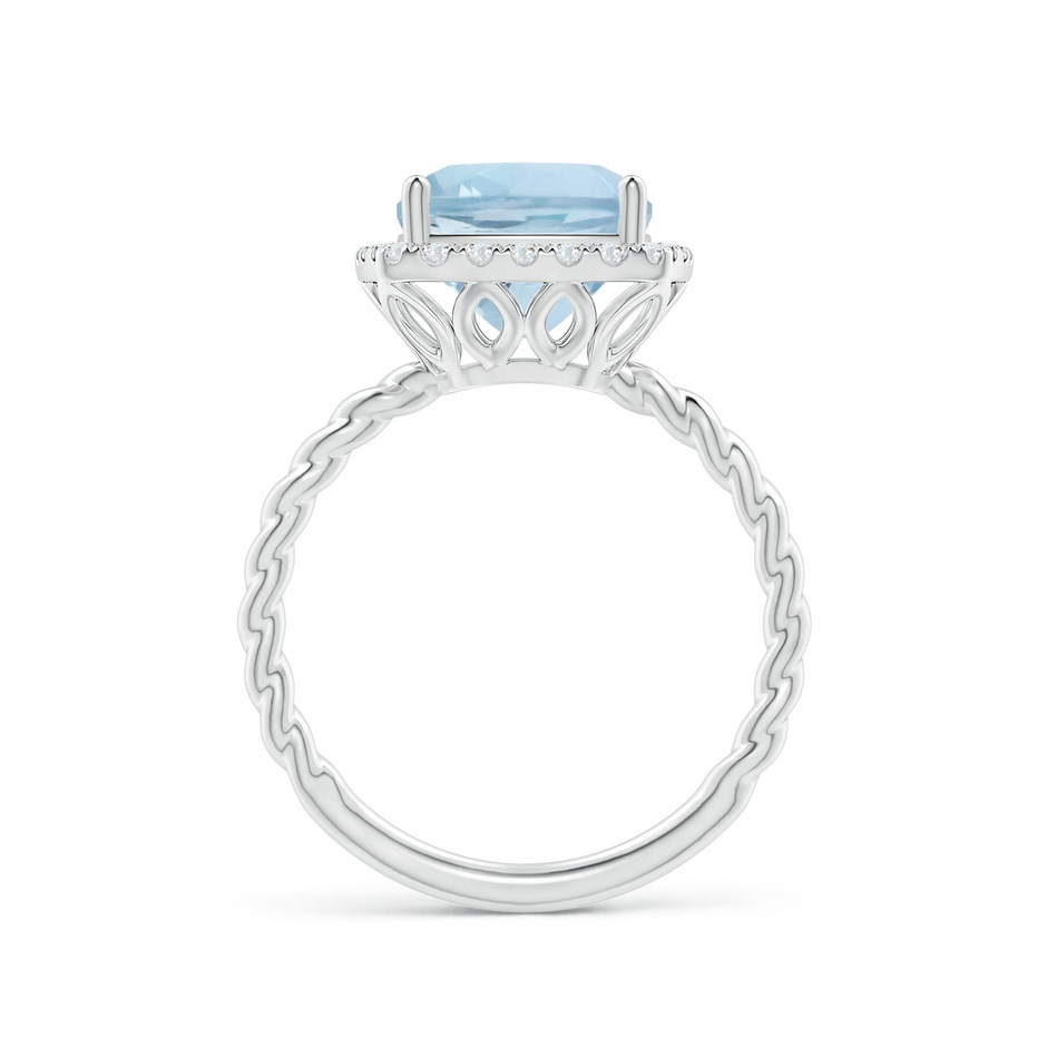 9mm AA Cushion Aquamarine Twist Shank Halo Cocktail Ring in White Gold side 1