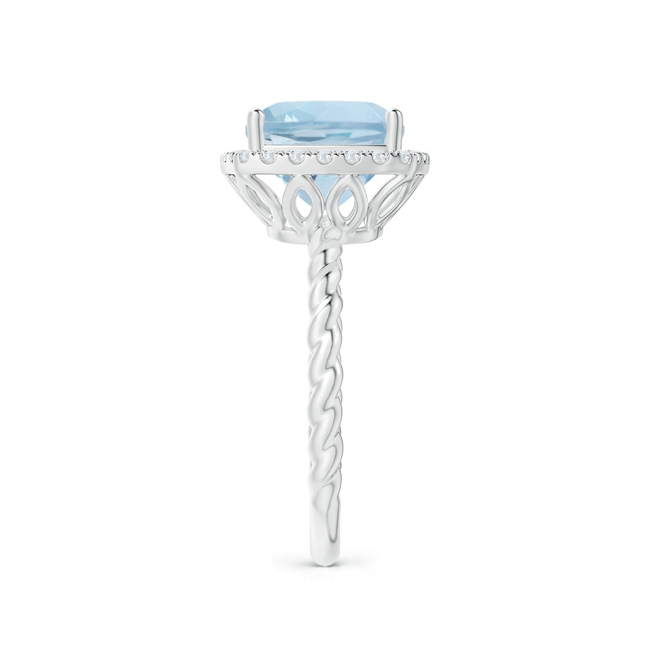 9mm AA Cushion Aquamarine Twist Shank Halo Cocktail Ring in White Gold side 2