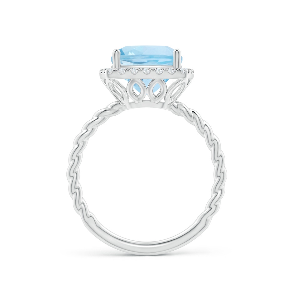 9mm AAA Cushion Aquamarine Twist Shank Halo Cocktail Ring in White Gold side 1