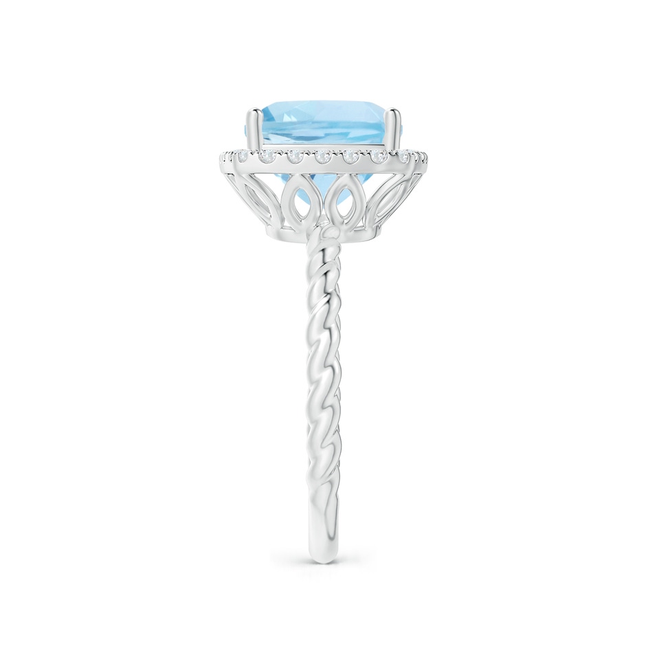 9mm AAA Cushion Aquamarine Twist Shank Halo Cocktail Ring in White Gold side 2