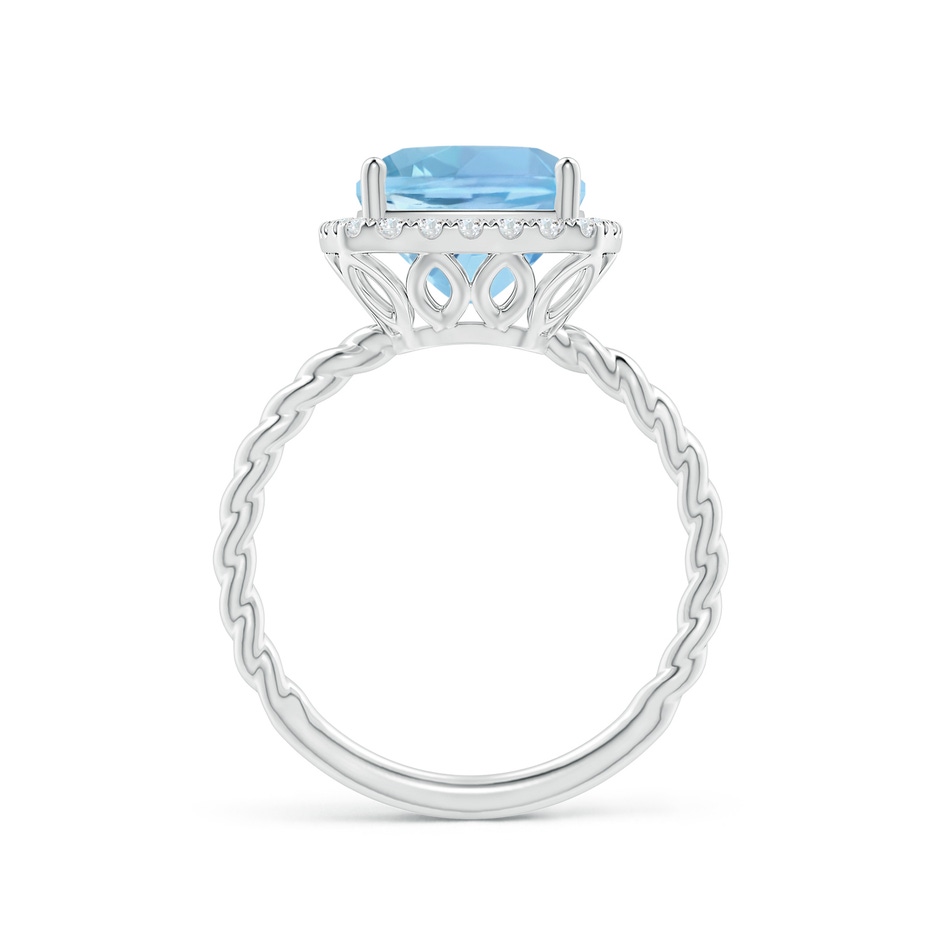 9mm AAAA Cushion Aquamarine Twist Shank Halo Cocktail Ring in White Gold side 1