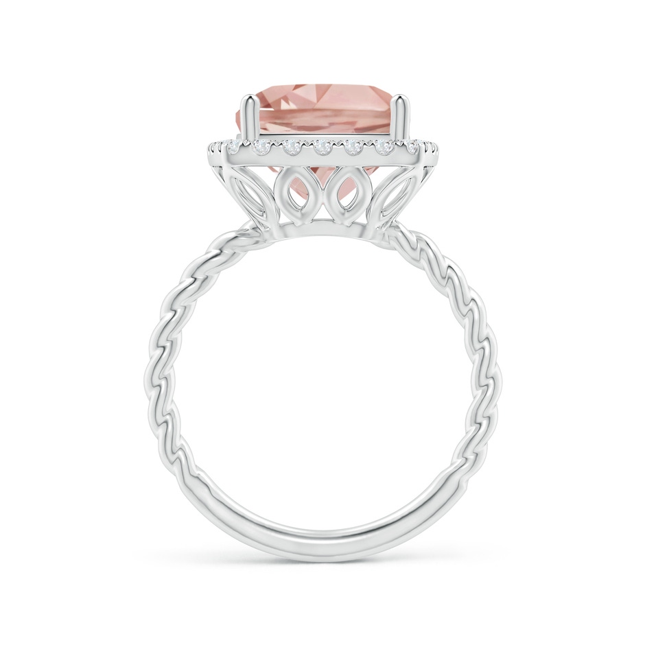 10mm AAA Cushion Morganite Twist Shank Halo Cocktail Ring in White Gold side 1