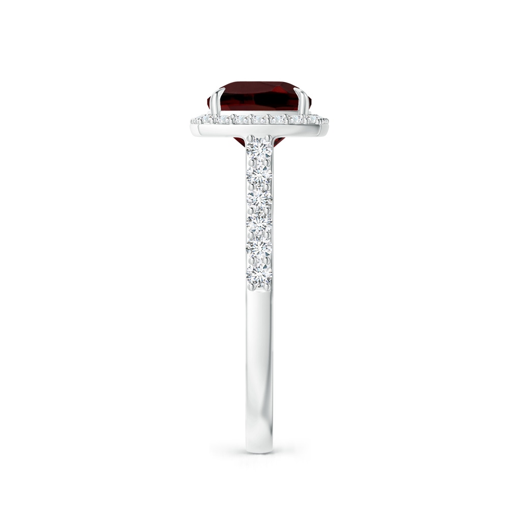 9x7mm AAA East-West Cushion Garnet Cocktail Halo Ring in White Gold Side 2