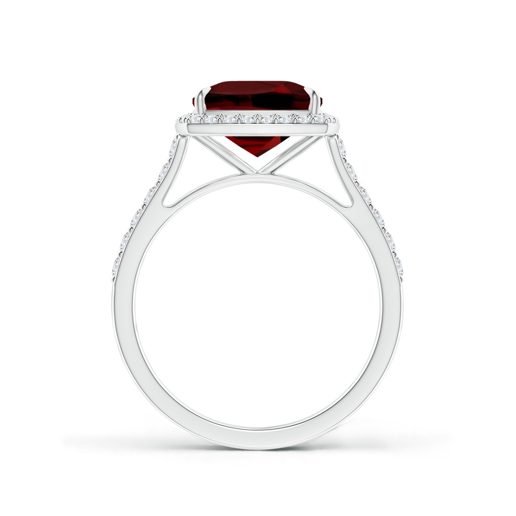 9x7mm AAAA East-West Cushion Garnet Cocktail Halo Ring in P950 Platinum Side 1