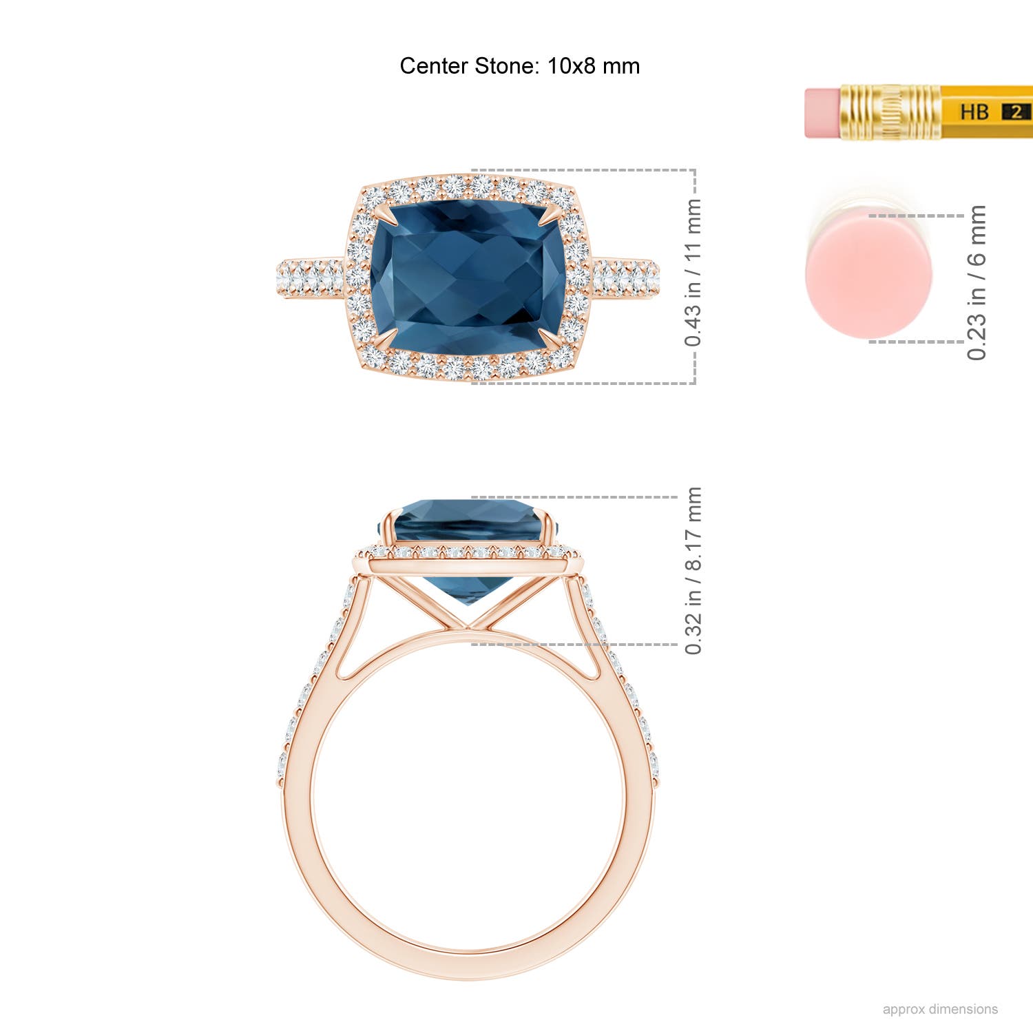 A - London Blue Topaz / 3.71 CT / 14 KT Rose Gold