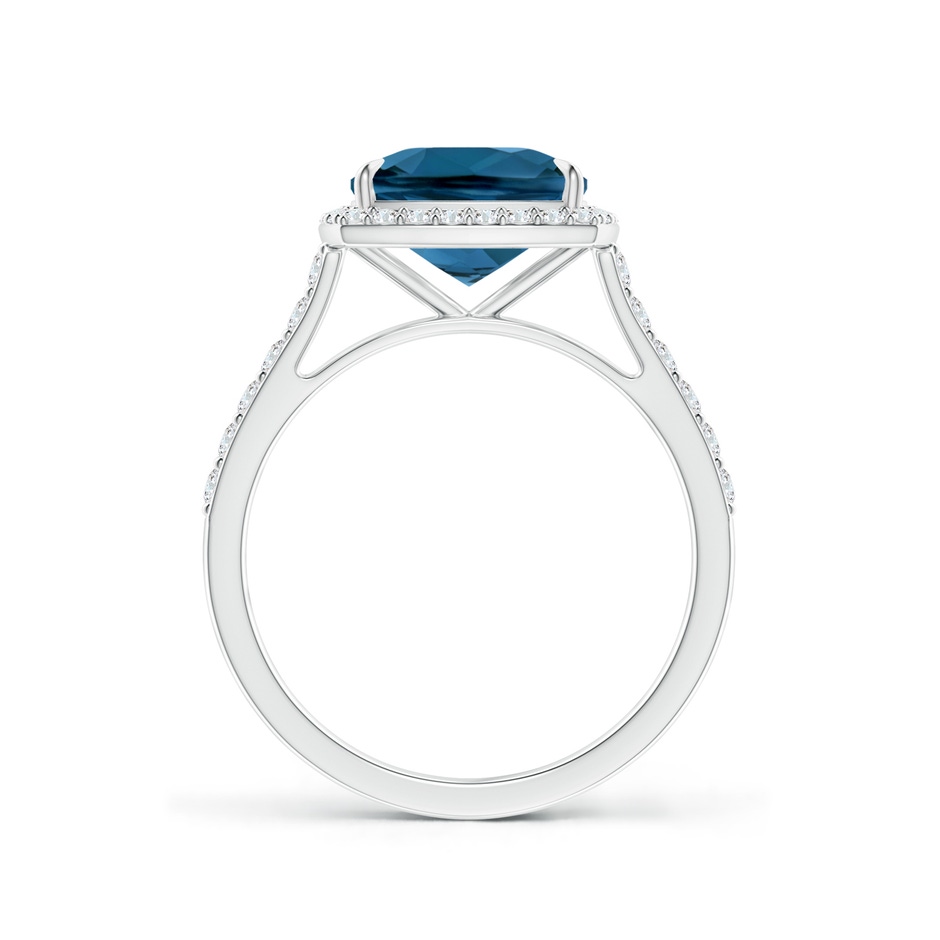 9x7mm AAA East-West Cushion London Blue Topaz Cocktail Halo Ring in White Gold side 1