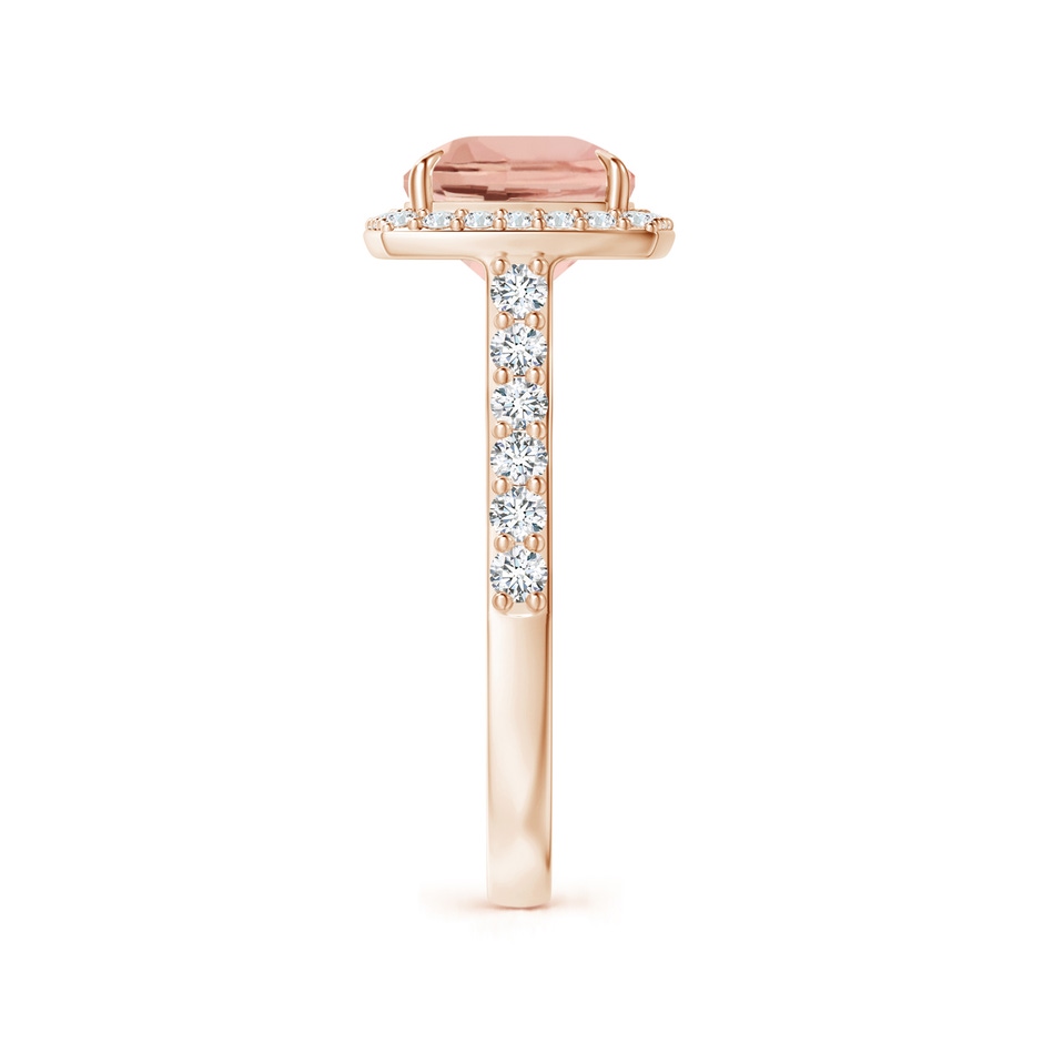 10x8mm AAAA East-West Cushion Morganite Cocktail Halo Ring in Rose Gold side 299