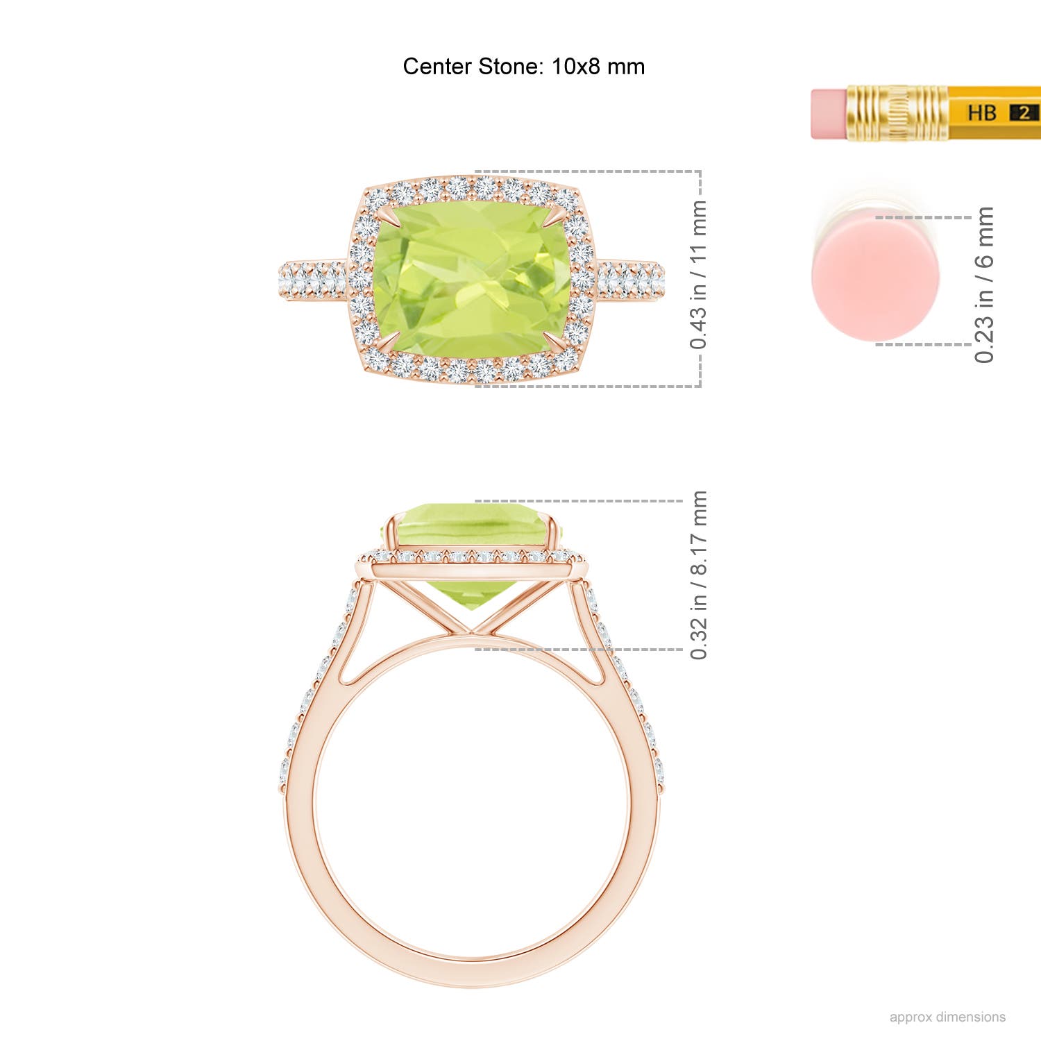 A - Peridot / 3.41 CT / 14 KT Rose Gold