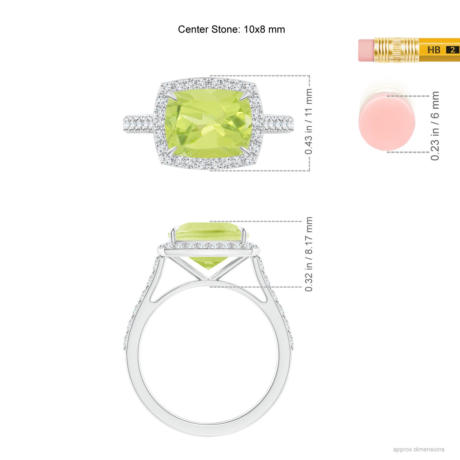 A - Peridot / 3.41 CT / 14 KT White Gold