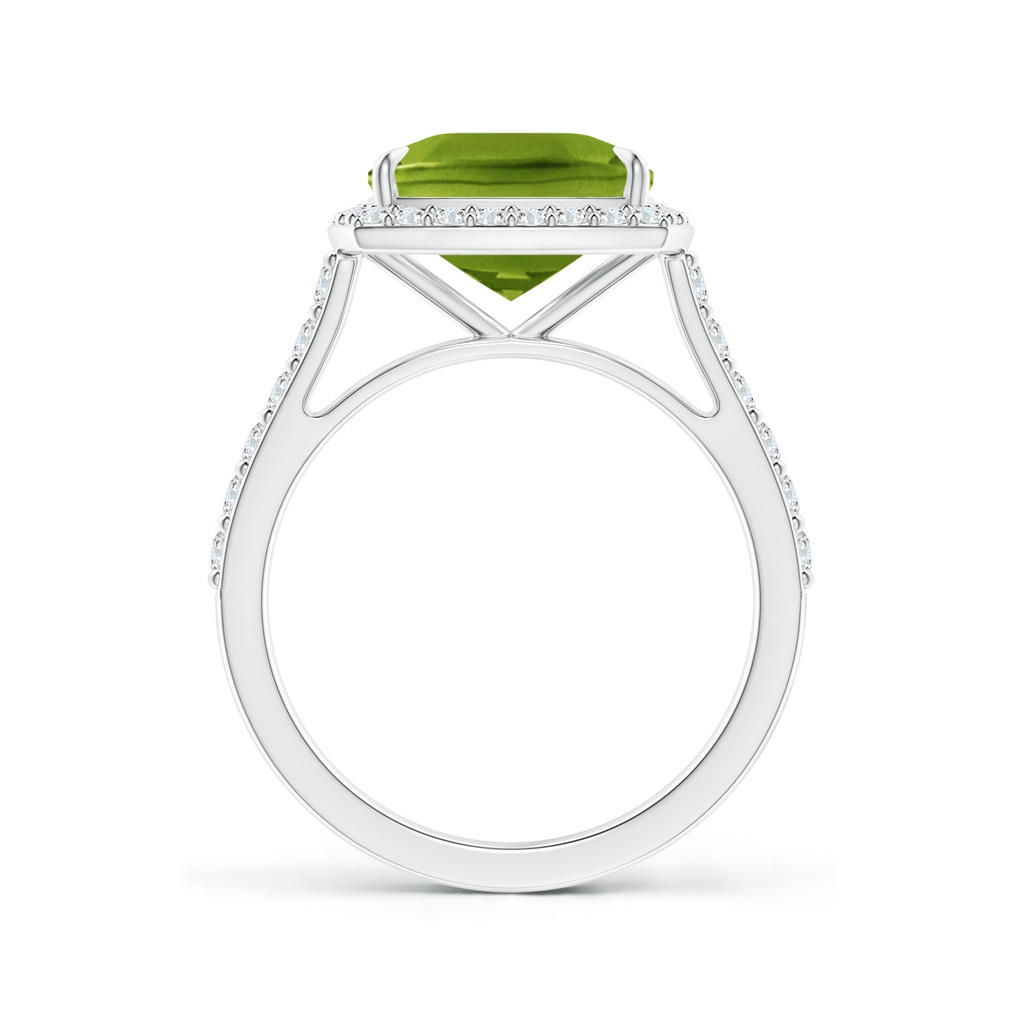 10x8mm AAAA East-West Cushion Peridot Cocktail Halo Ring in P950 Platinum - side 199