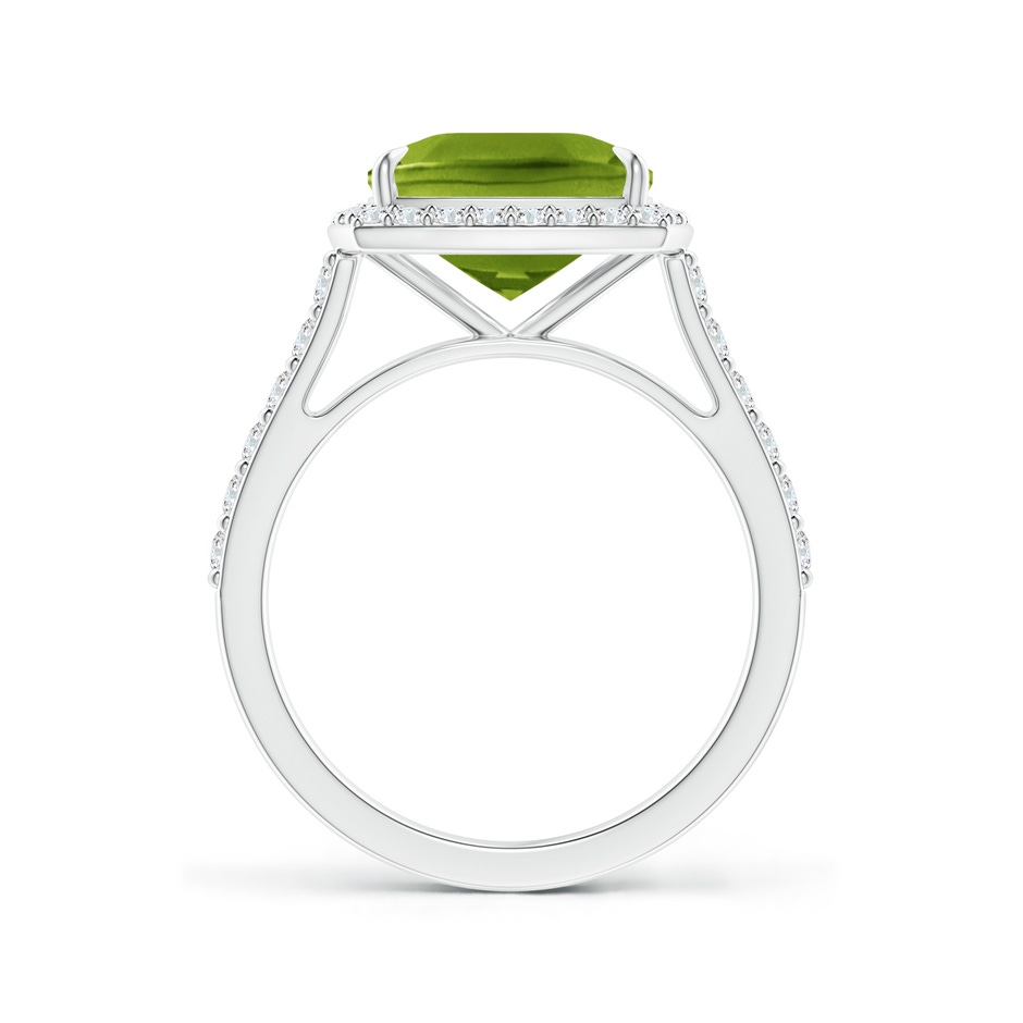 10x8mm AAAA East-West Cushion Peridot Cocktail Halo Ring in White Gold side 1