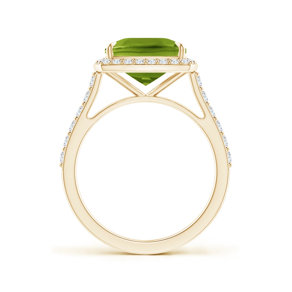 10x8mm AAAA East-West Cushion Peridot Cocktail Halo Ring in Yellow Gold - side 199