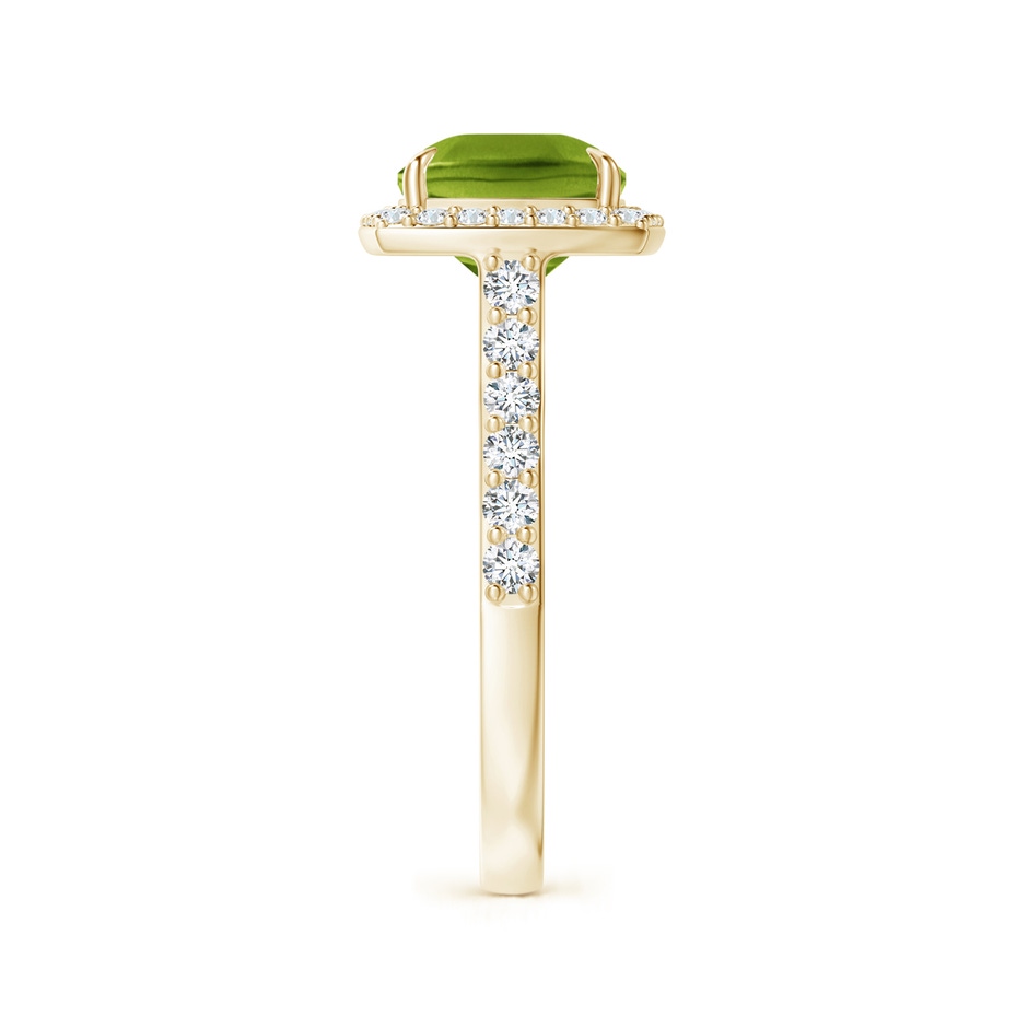 10x8mm AAAA East-West Cushion Peridot Cocktail Halo Ring in Yellow Gold side 299