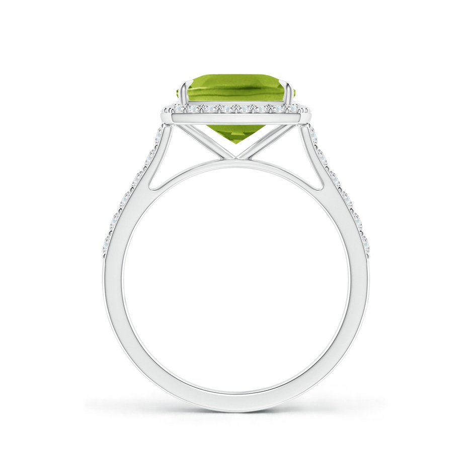 9x7mm AAA East-West Cushion Peridot Cocktail Halo Ring in White Gold Side 1