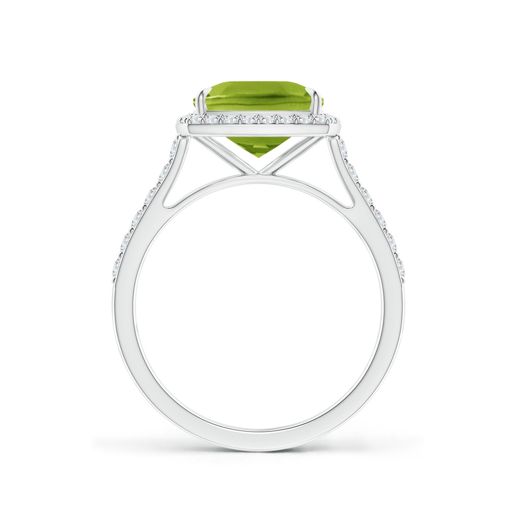9x7mm AAA East-West Cushion Peridot Cocktail Halo Ring in White Gold - side 199