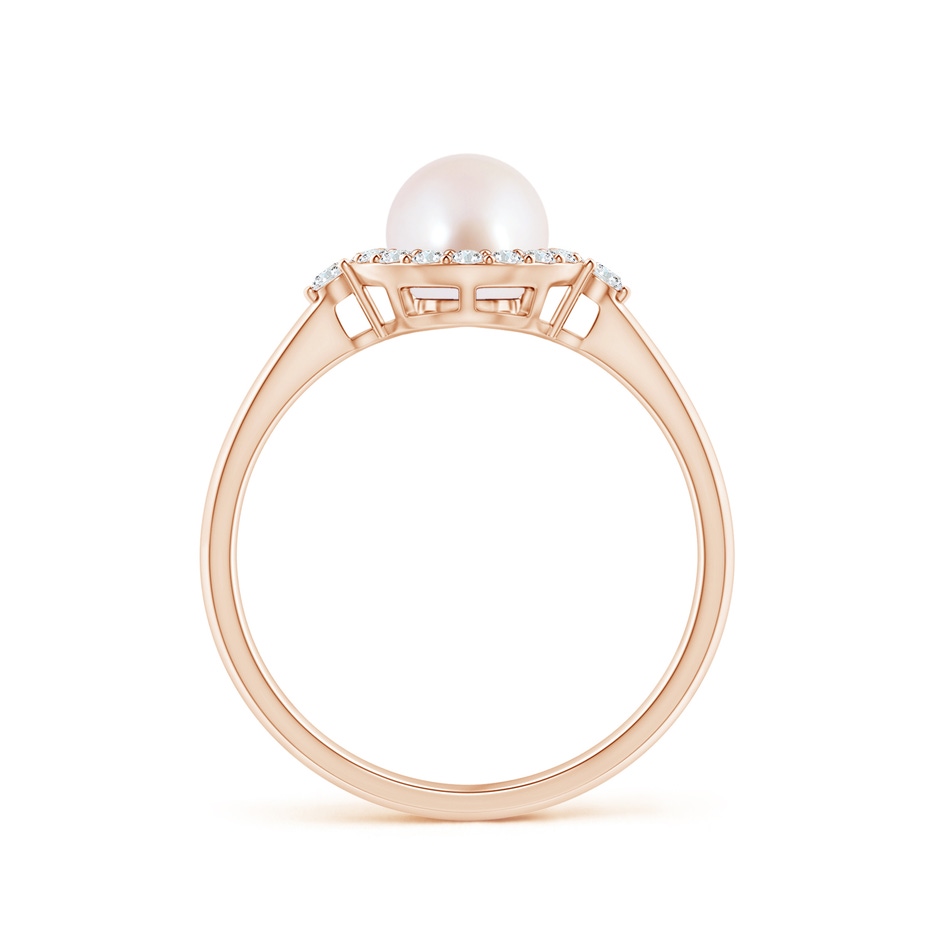6mm AAA Japanese Akoya Pearl Halo Engagement Ring in Rose Gold side 1