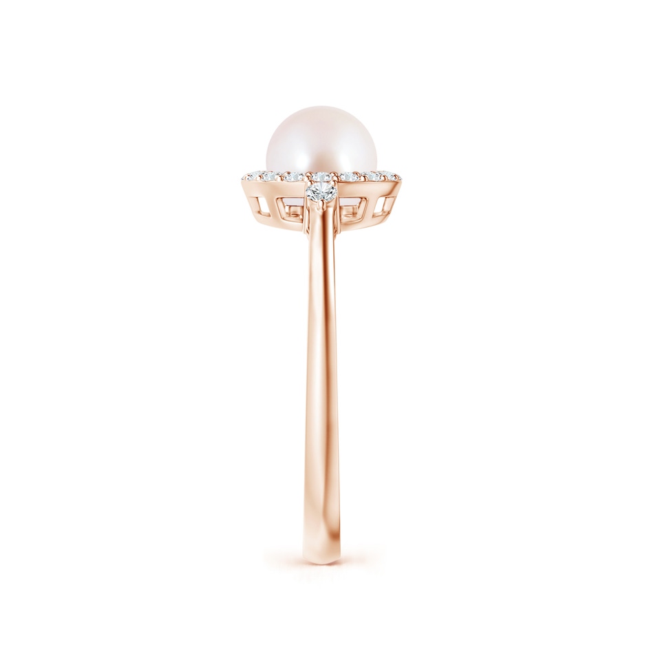 6mm AAA Japanese Akoya Pearl Halo Engagement Ring in Rose Gold side 2