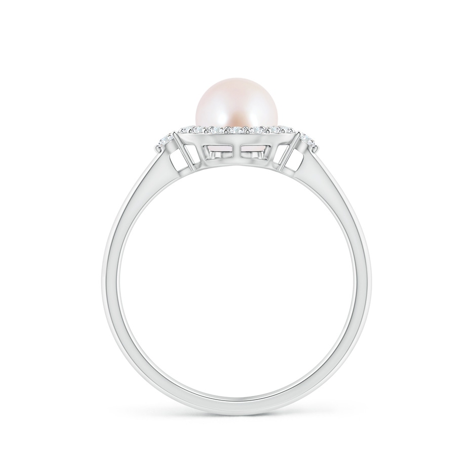 6mm AAA Japanese Akoya Pearl Halo Engagement Ring in White Gold side 1