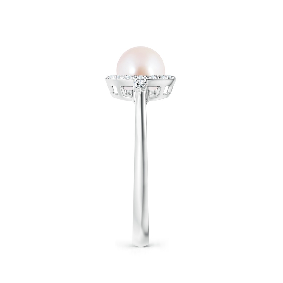 6mm AAA Japanese Akoya Pearl Halo Engagement Ring in White Gold side 2