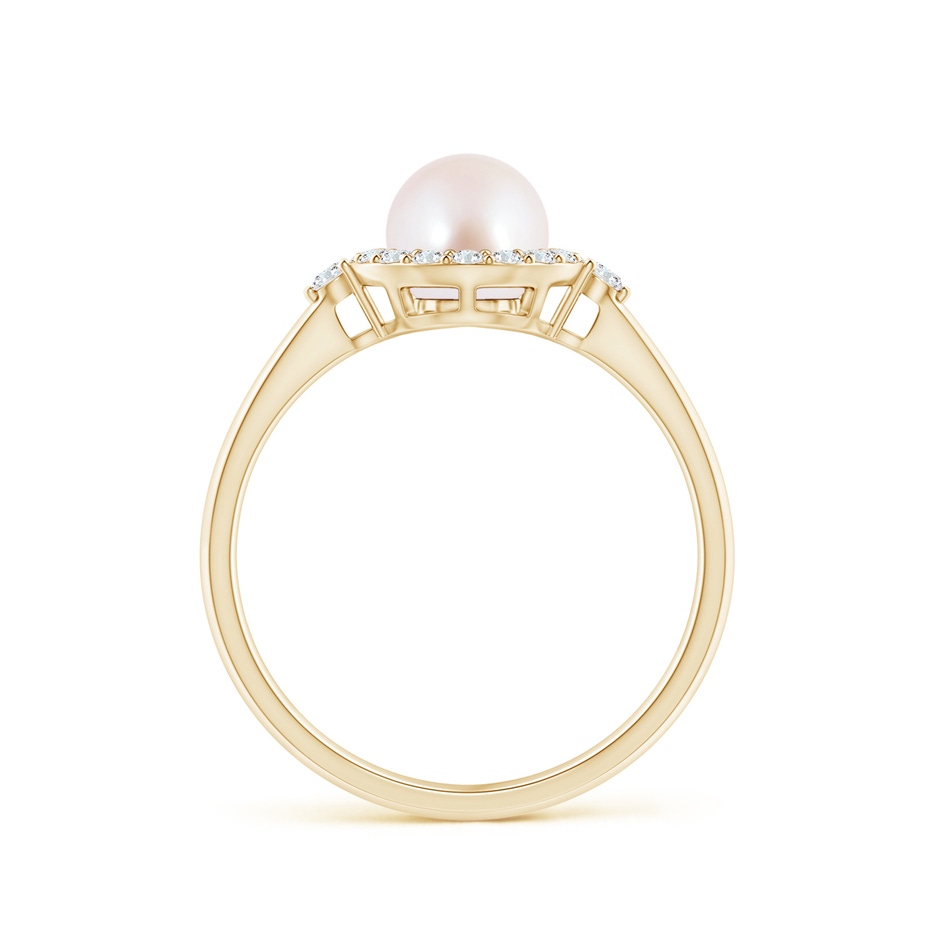 6mm AAA Japanese Akoya Pearl Halo Engagement Ring in Yellow Gold side 1