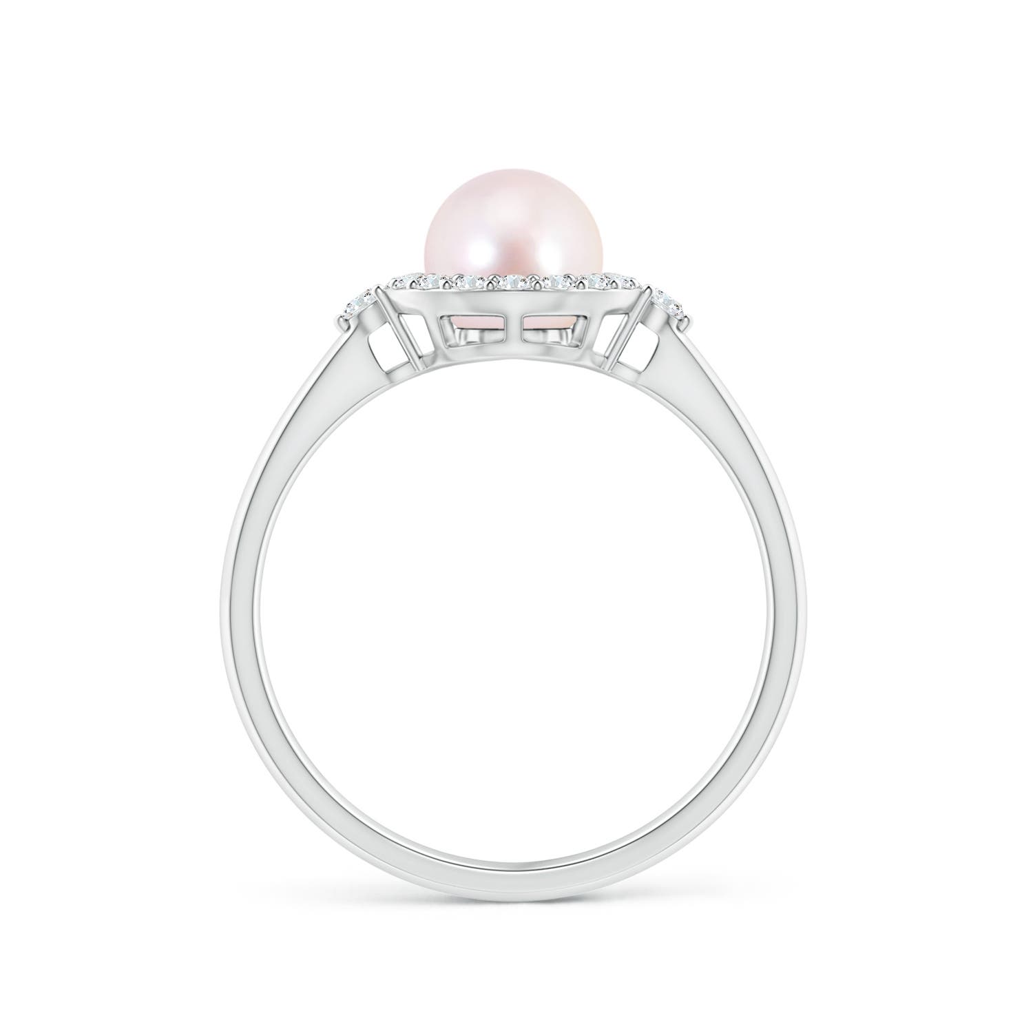 6mm AAAA Japanese Akoya Pearl Halo Engagement Ring in White Gold