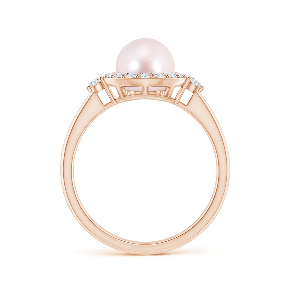 7mm AAAA Japanese Akoya Pearl Halo Engagement Ring in Rose Gold side 1