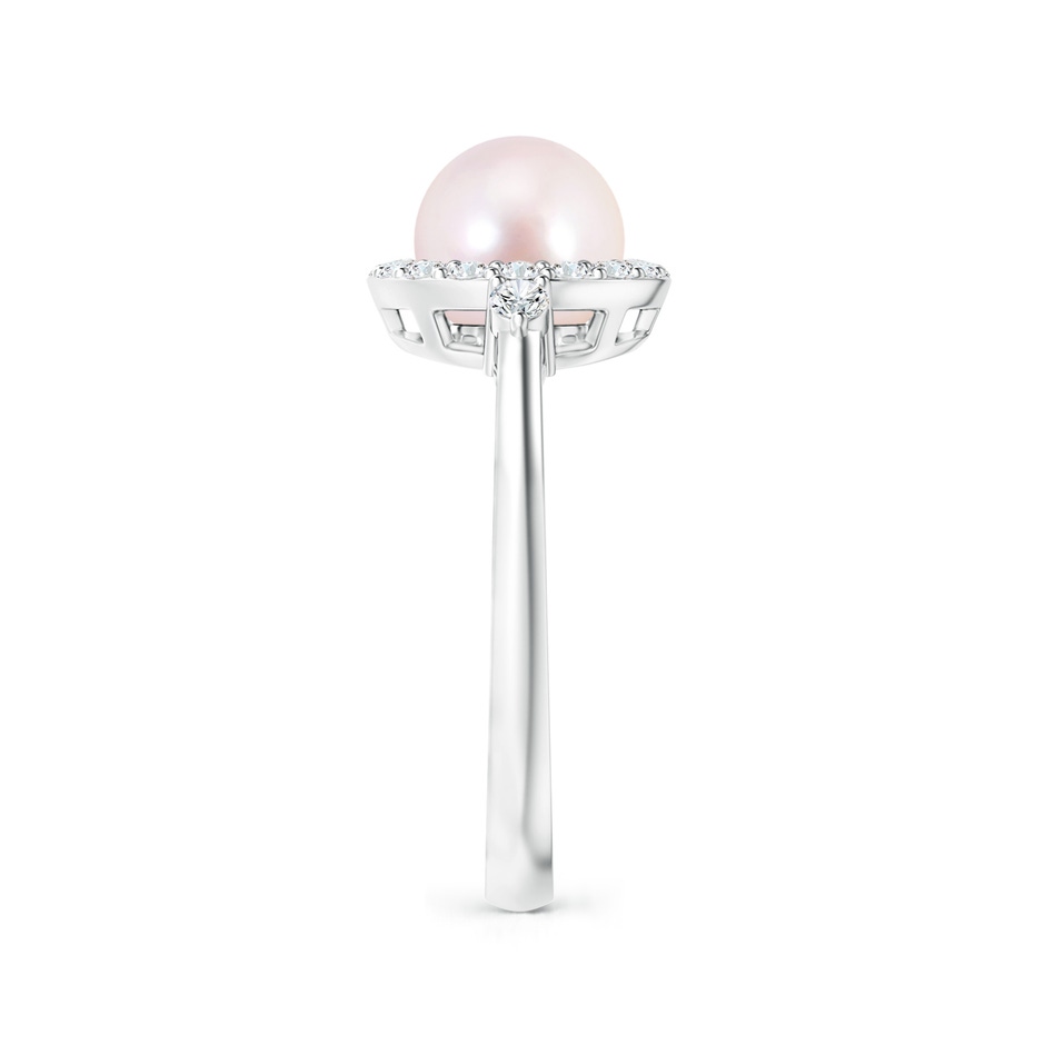 7mm AAAA Japanese Akoya Pearl Halo Engagement Ring in White Gold side 2
