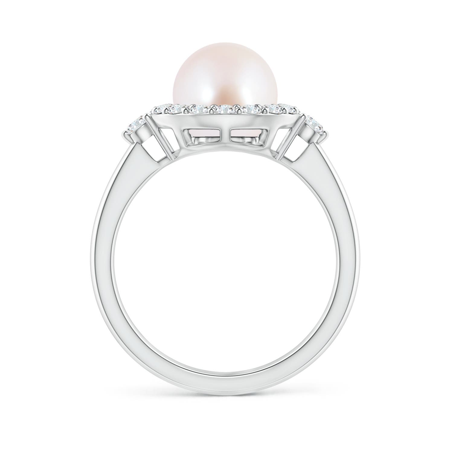 8mm AAA Japanese Akoya Pearl Halo Engagement Ring in White Gold