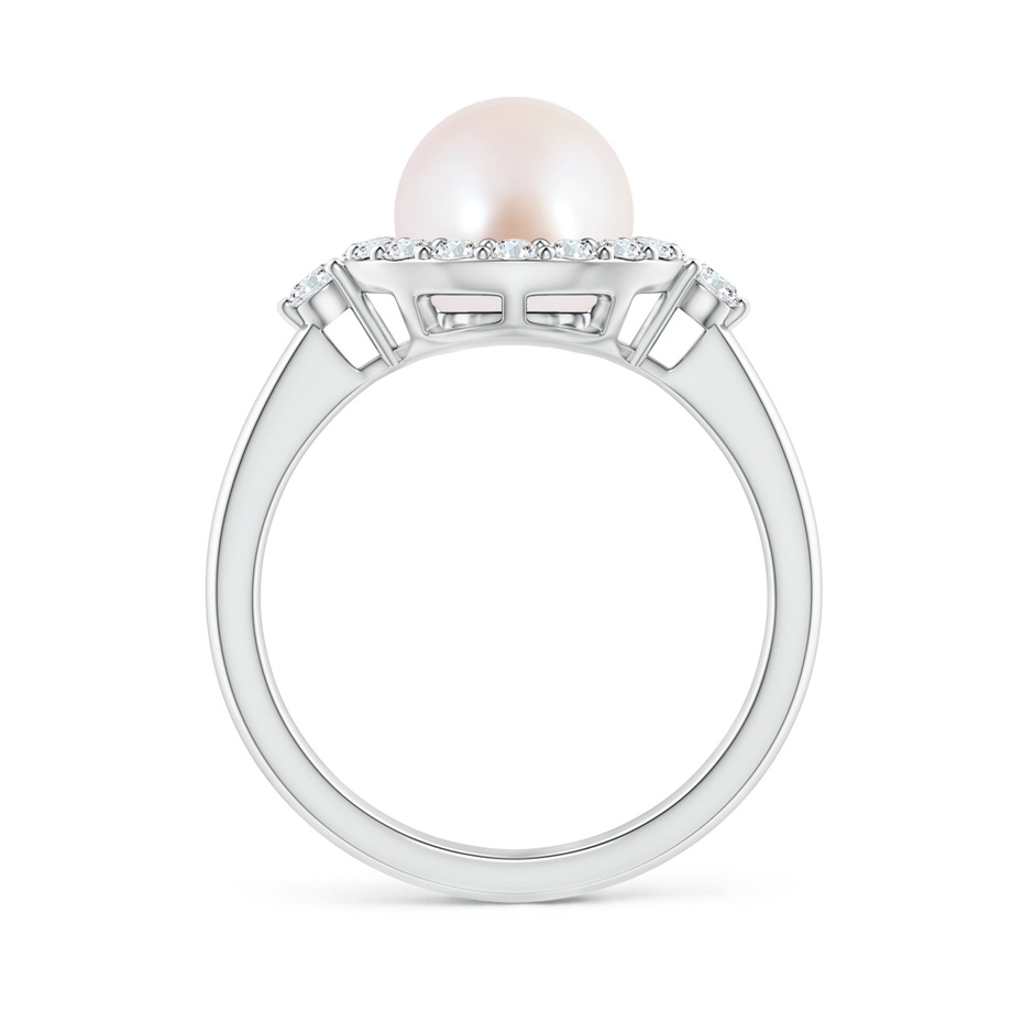 8mm AAA Japanese Akoya Pearl Halo Engagement Ring in White Gold side 1