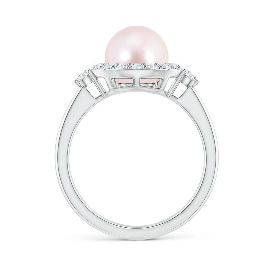 8mm AAAA Japanese Akoya Pearl Halo Engagement Ring in White Gold side 1
