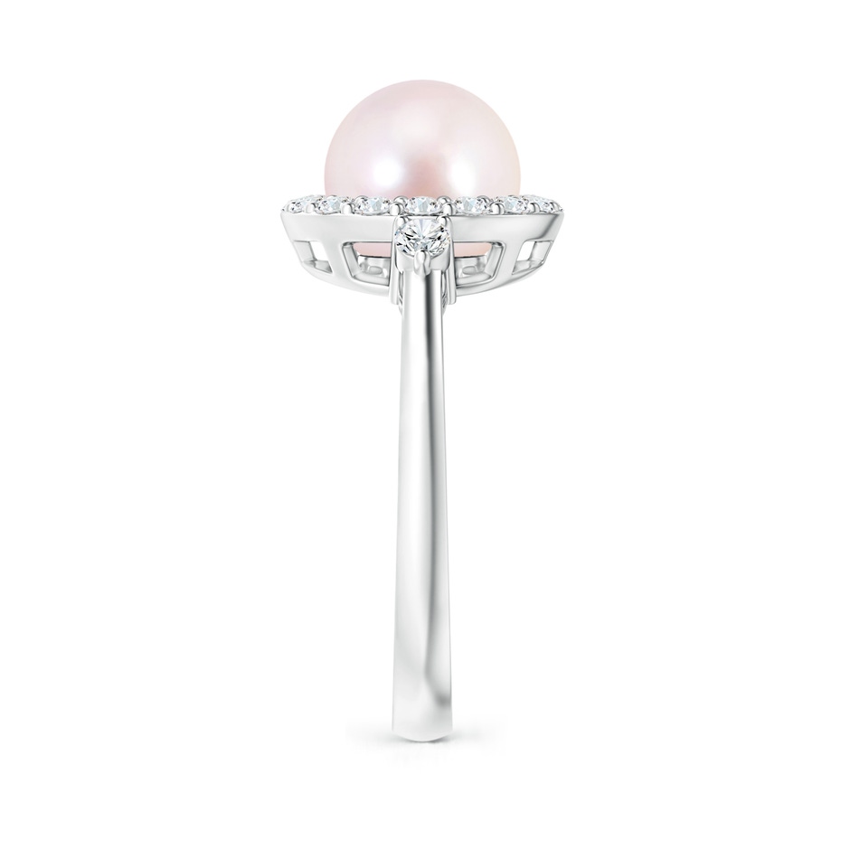 8mm AAAA Japanese Akoya Pearl Halo Engagement Ring in White Gold side 2