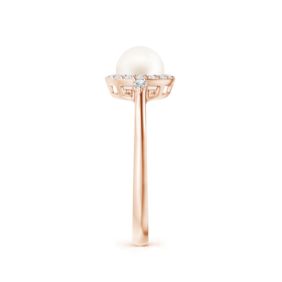 6mm AA Freshwater Pearl Halo Engagement Ring in Rose Gold side 2
