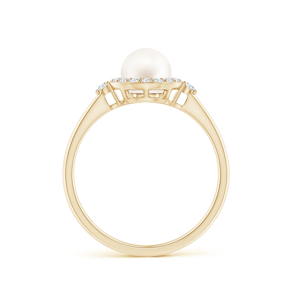 6mm AA Freshwater Pearl Halo Engagement Ring in Yellow Gold side 1