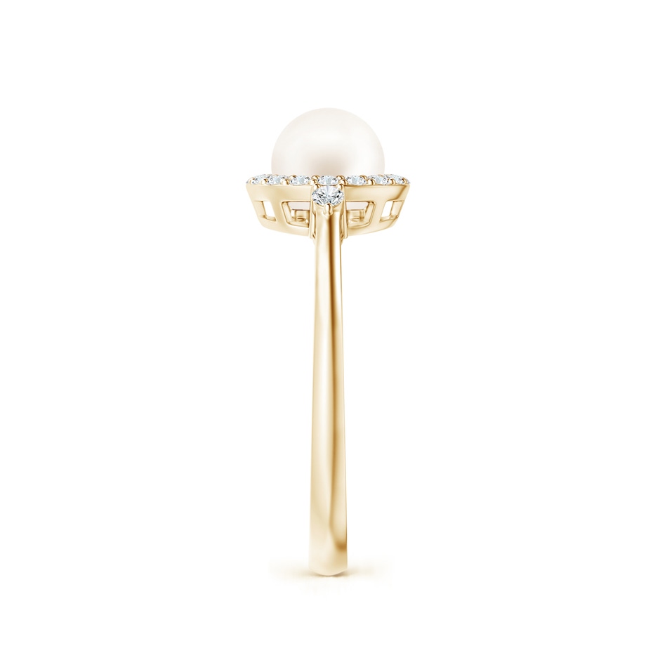 6mm AA Freshwater Pearl Halo Engagement Ring in Yellow Gold side 2