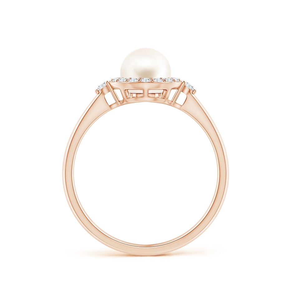 6mm AAA Freshwater Pearl Halo Engagement Ring in Rose Gold side 1