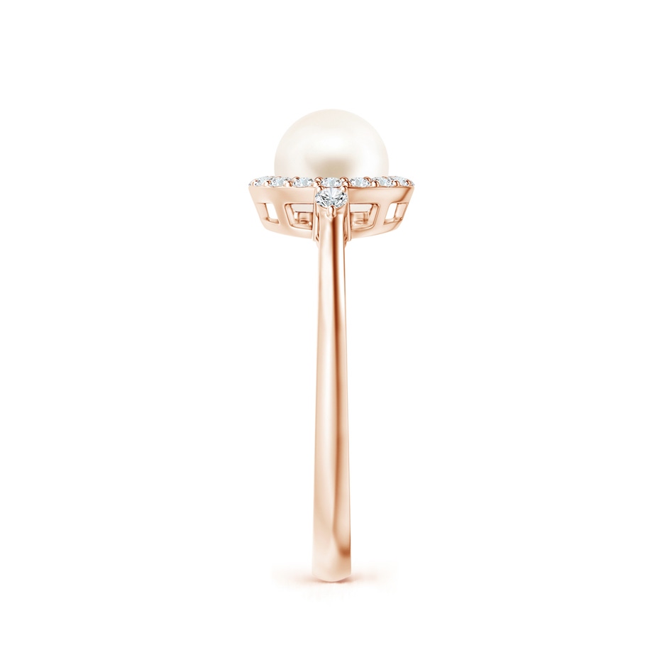 6mm AAA Freshwater Pearl Halo Engagement Ring in Rose Gold side 2